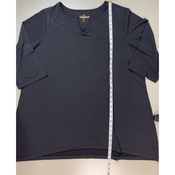 Belle by Kim Gravel Womens Hi-Low Tunic 2X Black Keyhole Trim Classic Statement - Picture 6 of 14
